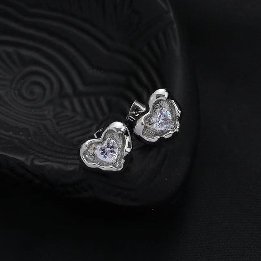 Love earrings female zirconia senior sense of sweet cool wind personality fashion versatile earrings ins niche design sense earrings