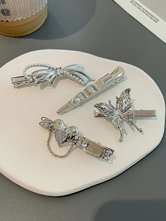 Cool wind diamond inlaid square hair clip broken hair edge clip temperament word clip