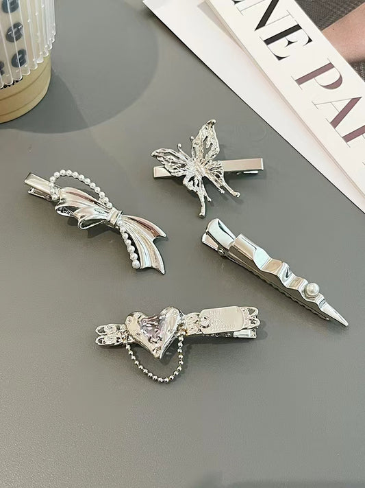 Cool wind diamond inlaid square hair clip broken hair edge clip temperament word clip