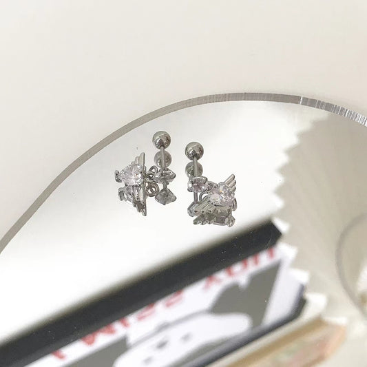Love angel wings Earrings Pendant girl Heart Mini Earrings