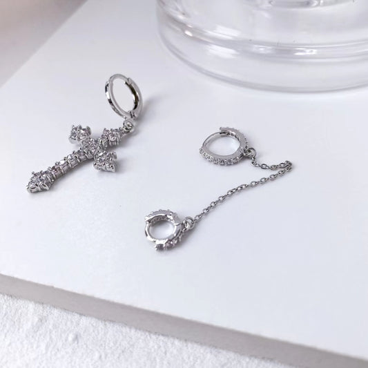Cross Earrings, female design, long Tassel Earrings, super flash