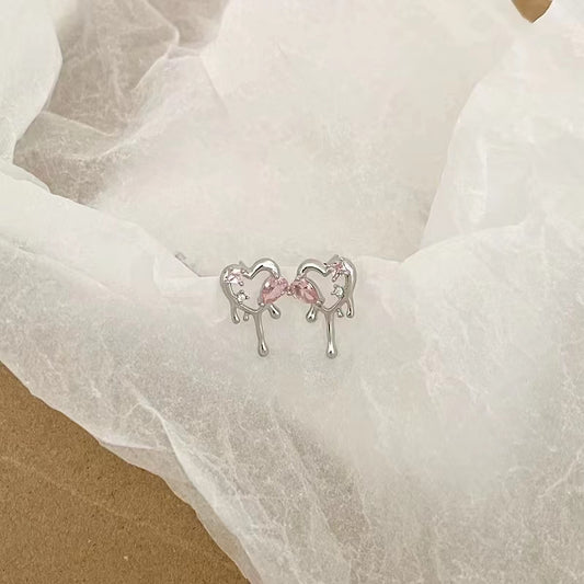 Pink lava wind metal sweet cool Earrings female Earrings