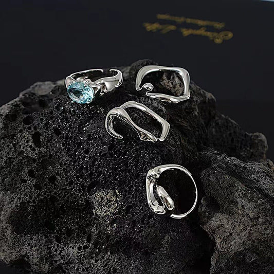 ring women ins niche design senior sense of personality simple and versatile geometric zirconia open index finger ring