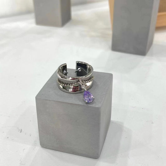 Hot girls bounty sharp tool Purple Diamond irregular cross Y2K ring, fashionable and cool design