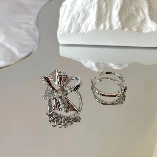 Magic Butterfly reverse design fold Y2K original heavy industry ring personality cool wind closed eyes series