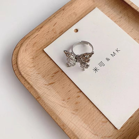 Metal texture butterfly ring, super fairy, delicate texture, cool wind, open ring, dark index finger ring