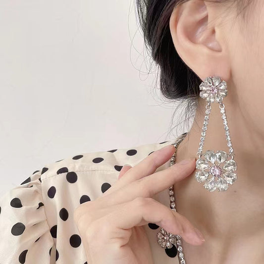 Diamond Butterfly hollow crystal Tassel Earrings asymmetric Earrings long exaggerated