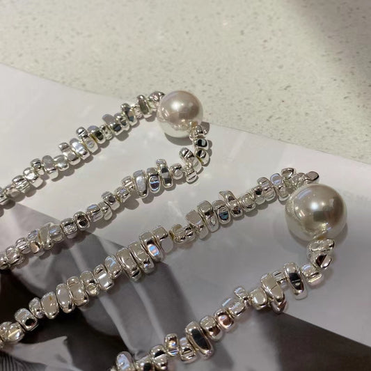 Sassy and sweet, personalized, versatile, stitched pearl necklace, high-level design sense, minority fringe, collarbone chain, INS accessories