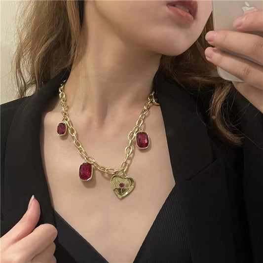 Love Ruby temperament chain French court brass plated 18K Gold Bracelet