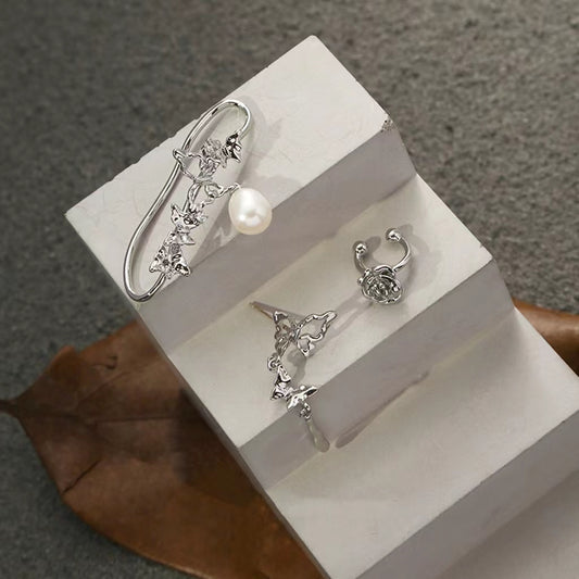 S925 Silver Needle Ear Needle Butterfly Series Natural Freshwater Pearl Earrings