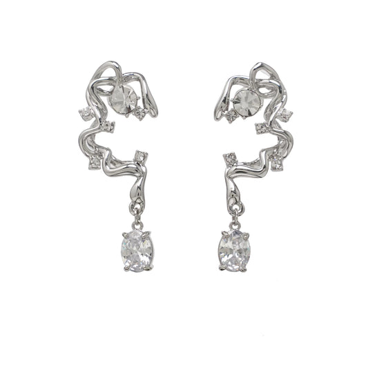 Original design, metal line winding earrings, female unique, exaggerated, simple, small
