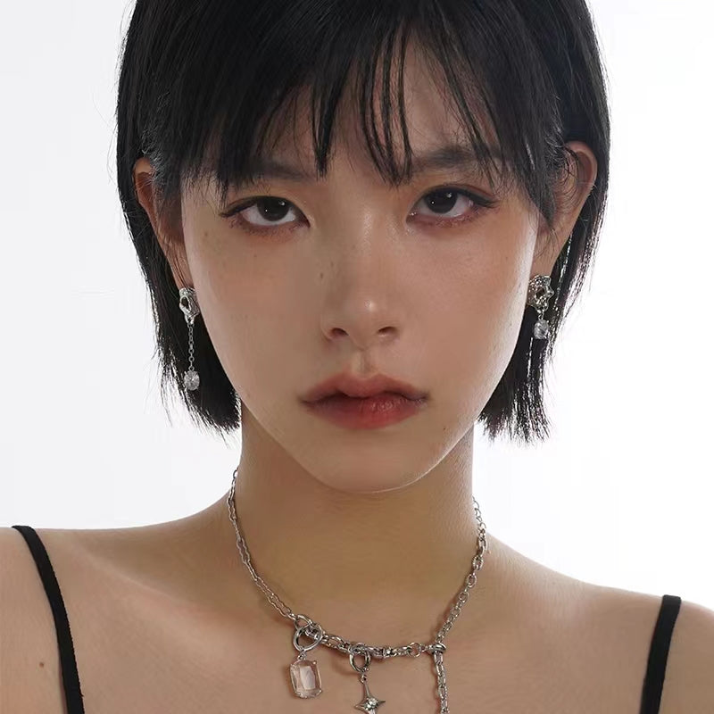 S925 Silver Needle Hollow out Irregular Wrinkle Earrings Female Retro Fashion Tassel Earrings