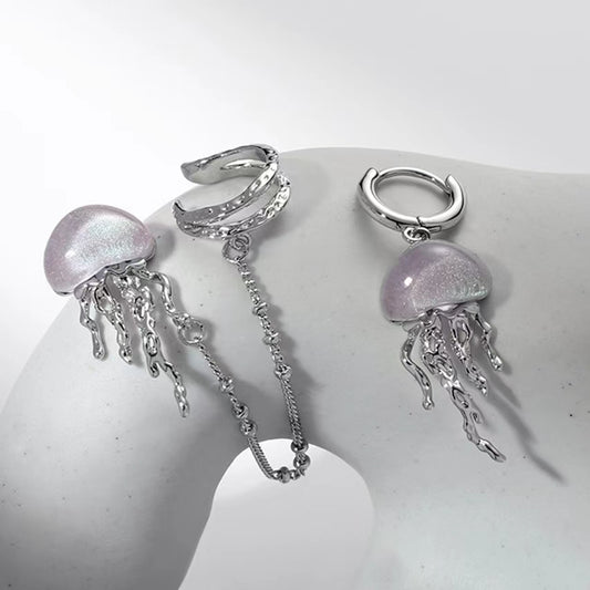 Jellyfish Series Ear Studs Earclip One piece Personality Small crowd Design Sense