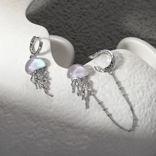 Jellyfish Series Ear Studs Earclip One piece Personality Small crowd Design Sense