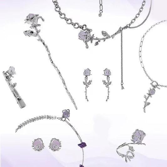 Original Metal Rose Series Earrings Female New Chinese Niche Design Advanced Sense S925 Silver
