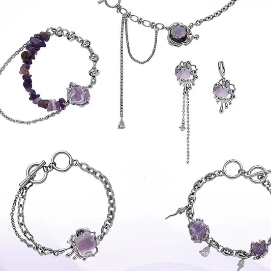 Purple glacier series necklace female new Chinese style sweet cool wind fresh fashion babes necklace