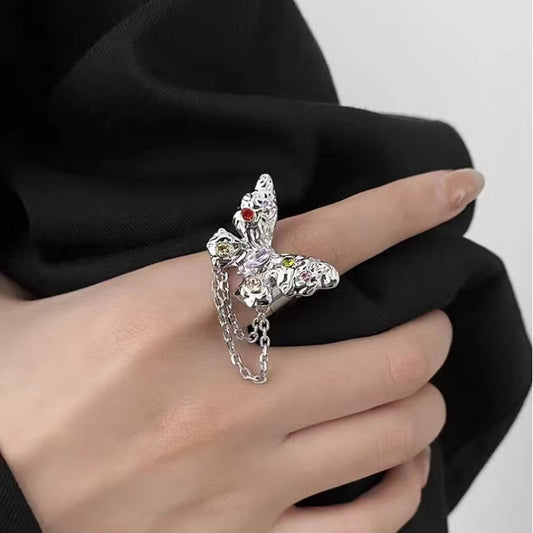 Small design colorful diamond butterfly titanium steel necklace female luxury high fashion