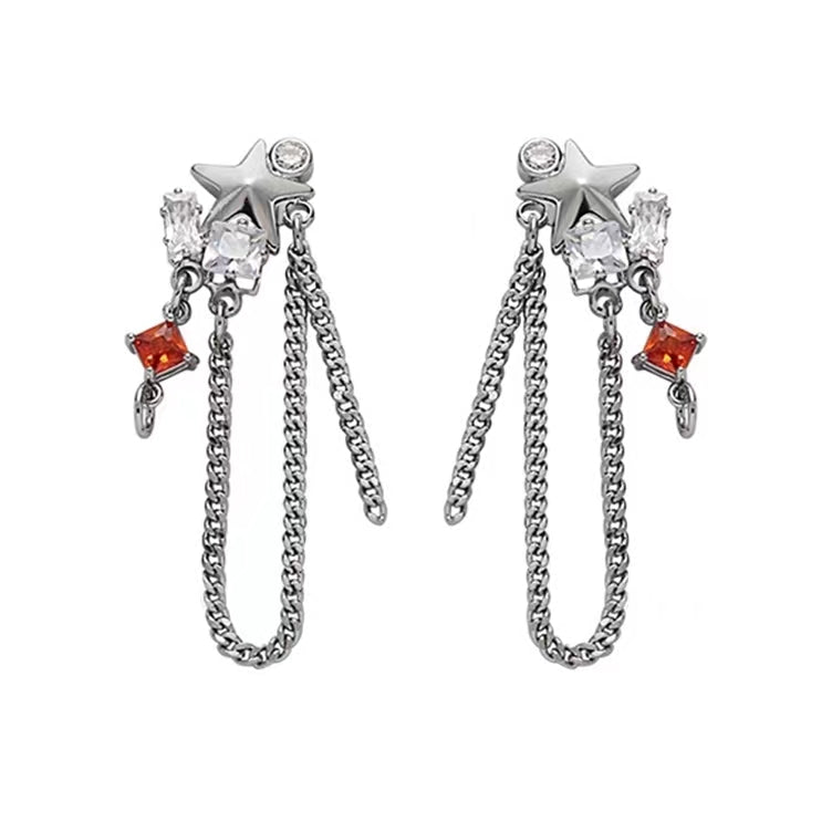 Color contrast five pointed star national fashion summer new style earrings Zirconium ear jewelry
