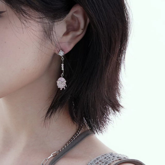 Opal Glacier Pink Water Drop Earrings for Women with High Level Sense