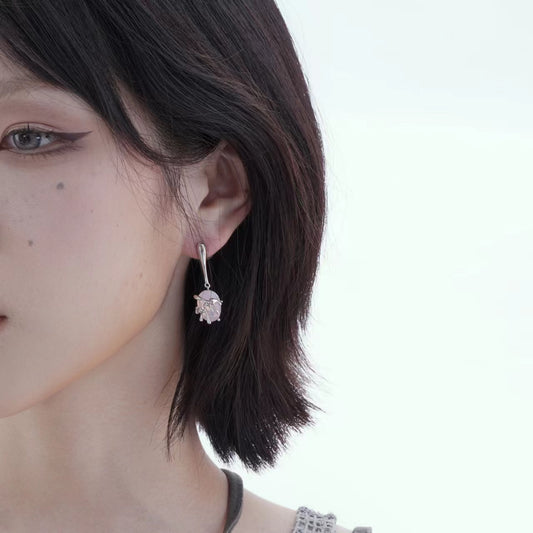 Opal Glacier Pink Water Drop Earrings for Women with High Level Sense