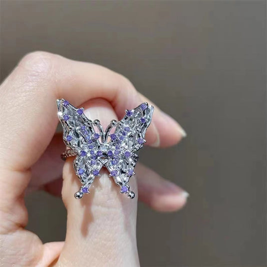 Small design light luxury neckchain inlaid with purple zircon butterfly collarbone chain