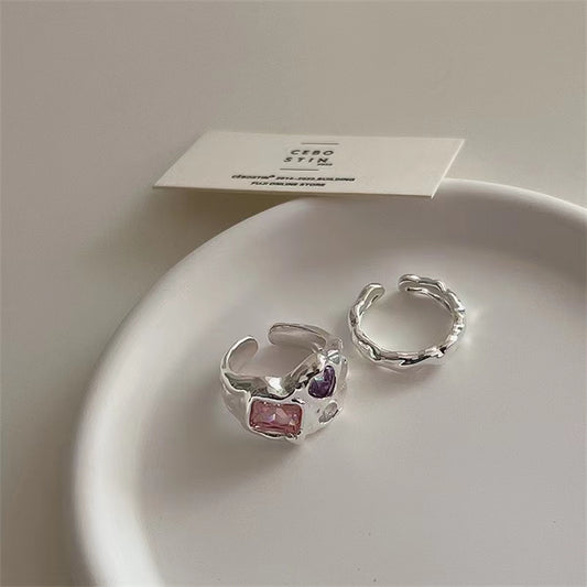 Purple Milky Way Romantic Rhinestone Love Wave Texture Small Band