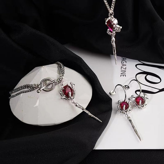 Insomnia artist asymmetric earrings female minority dark 925 silver