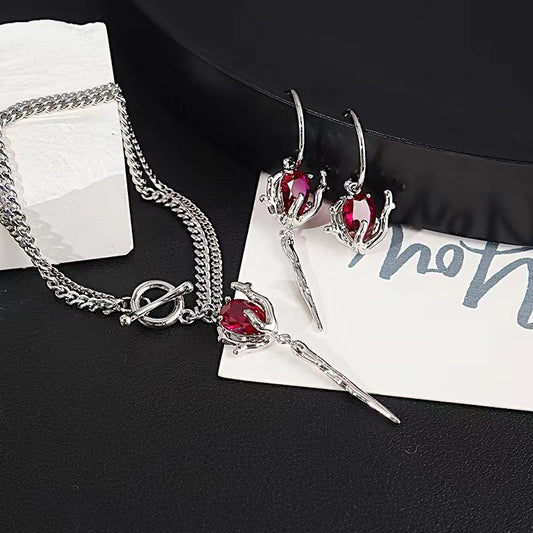 Insomnia artist asymmetric earrings female minority dark 925 silver