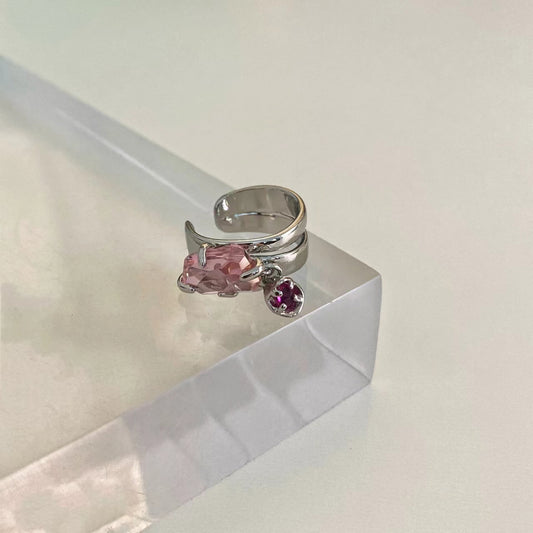 New pink zircon ear bone clip can be used as a tail ring ins personality niche design jewelry