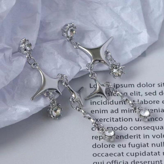 French New Four Star Earrings 2021 Small Fashion Design Earrings Tassel