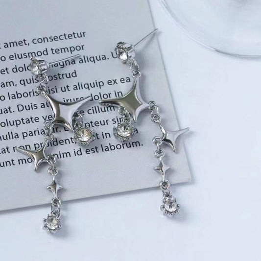 French New Four Star Earrings 2021 Small Fashion Design Earrings Tassel