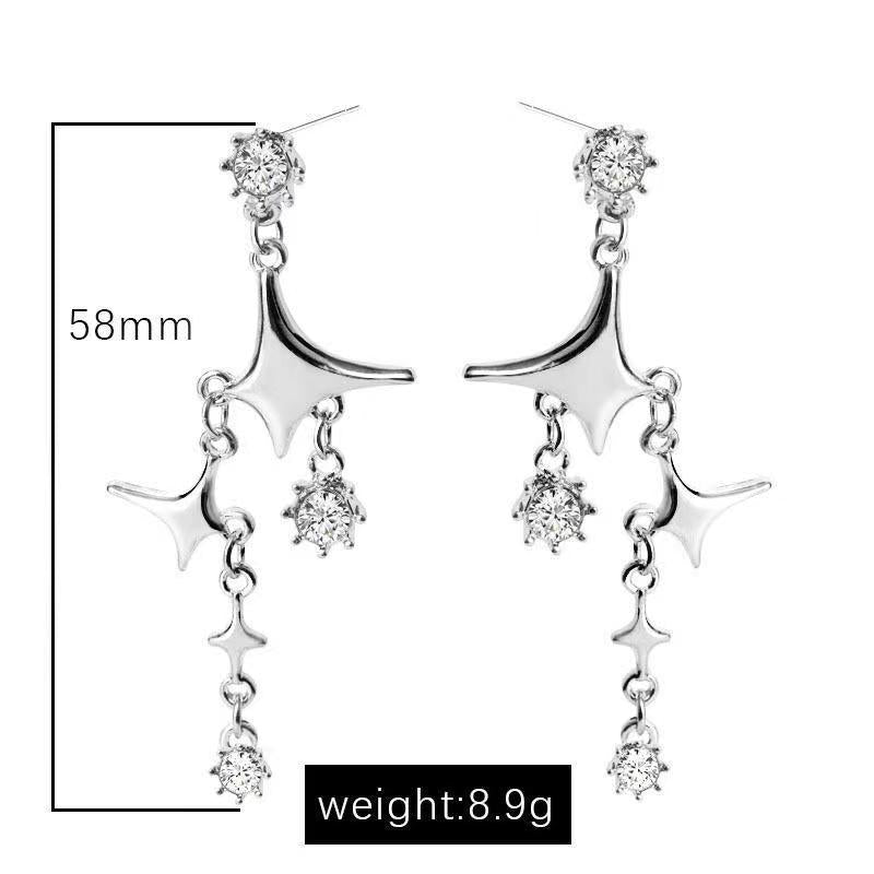 French New Four Star Earrings 2021 Small Fashion Design Earrings Tassel