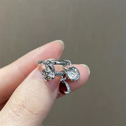 Thorn rose ear clip earless earrings Cool blood drop rose round ear clip earrings