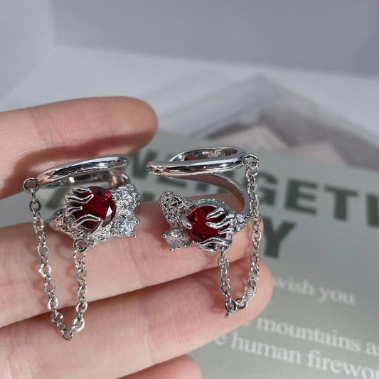 Luxury Flame Round Zircon Tassel Jade Rabbit Tamping Medicine Earrings