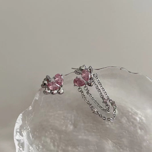 Asymmetrical Zircon Love Earrings Women's Small Personality Simple Versatility Fashion Earrings