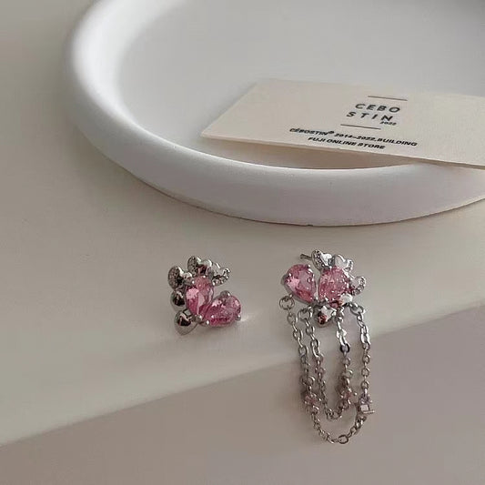 Asymmetrical Zircon Love Earrings Women's Small Personality Simple Versatility Fashion Earrings
