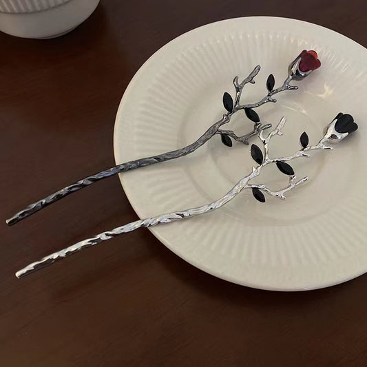 A rose hairpin, retro new Chinese modern metal hairpin, simple and unique