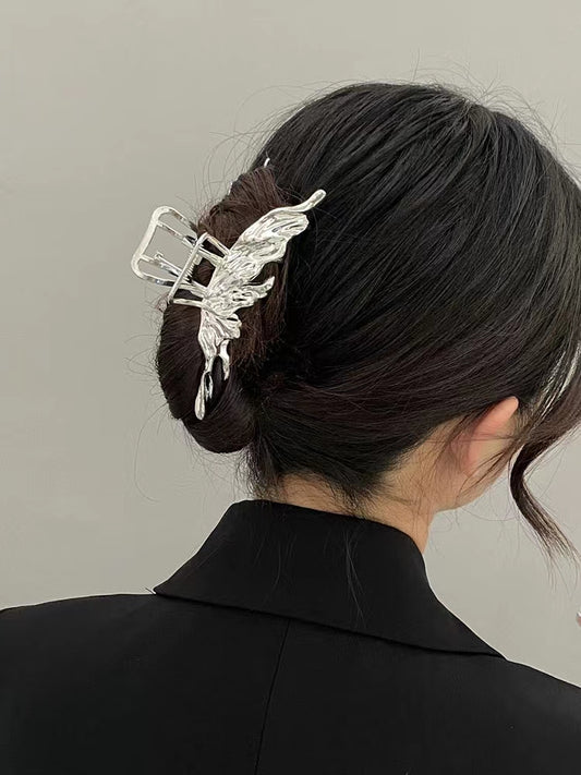 Vintage metal liquid cool wind silver grip shaped hair clip with high quality