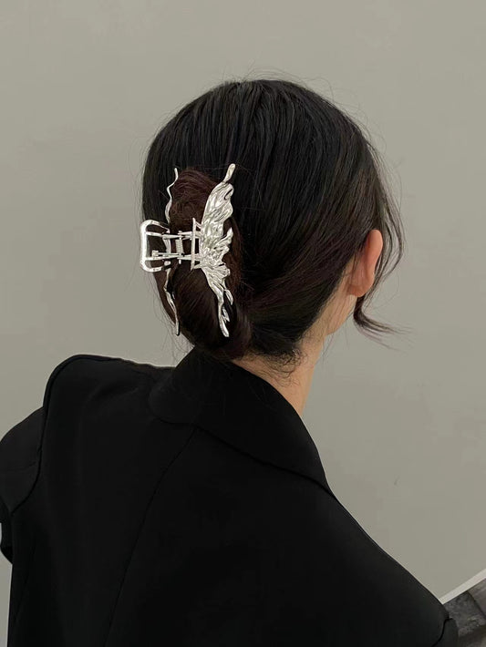 Vintage metal liquid cool wind silver grip shaped hair clip with high quality