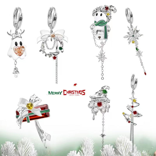 Christmas earrings Sweet autumn and winter small crowd Santa Claus elk earrings
