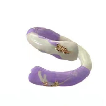 Enamel Colored Glaze Taro Mud Popple Pink Purple Grey Tone Fashionable Bow Knot Popple Dot Open Ring Ring Ring
