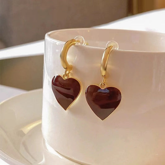 Bright color jewelry wine red earrings