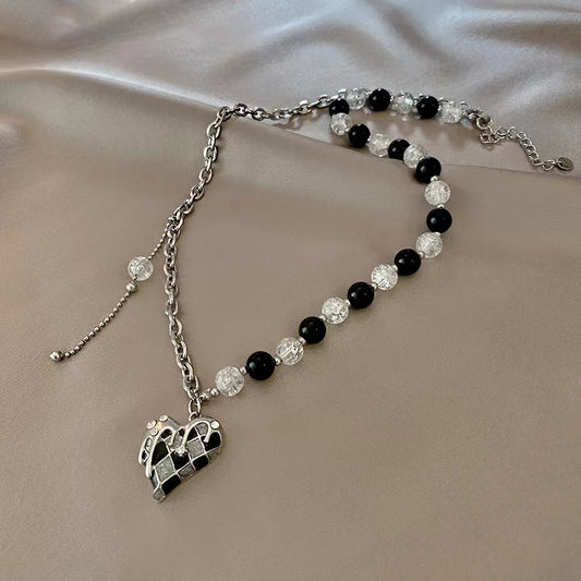 Silver titanium steel love necklace