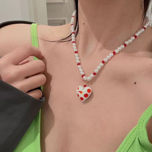 Pink Tulip Love Pearl Necklace