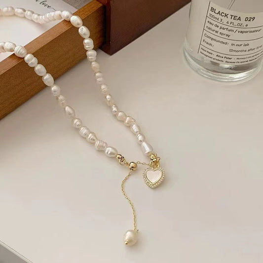 Multi-color crystal drop pendant freshwater pearl necklace