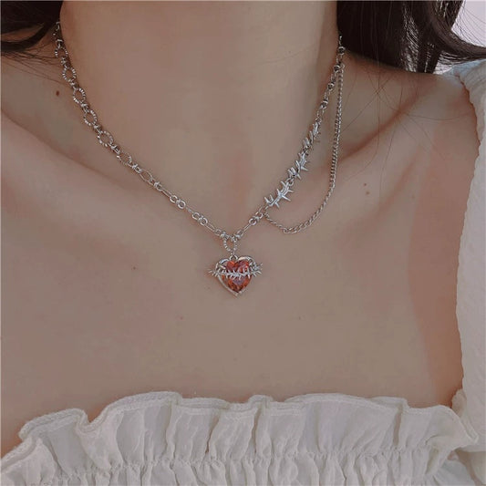 Original design personalized trendy pink zirconia necklace