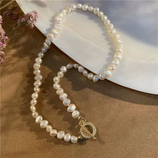 French vintage baroque shaped freshwater pearl necklace