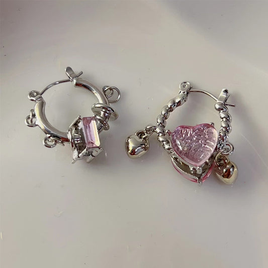 Pink Crystal Love Earrings are lovely and sweet