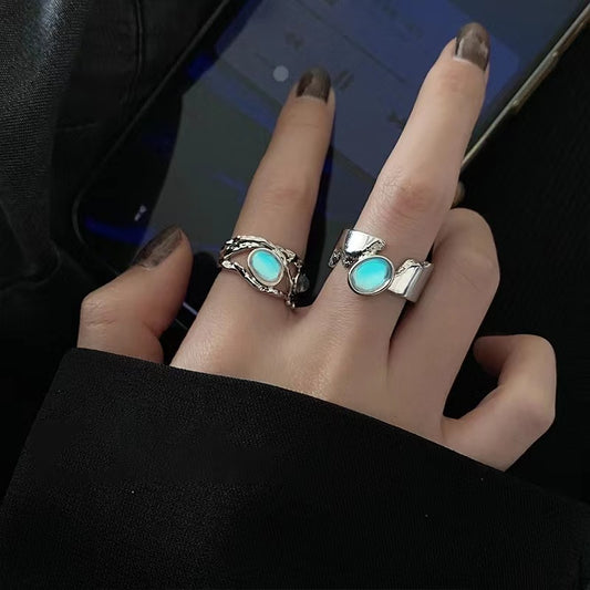 Opal stone couple open ring