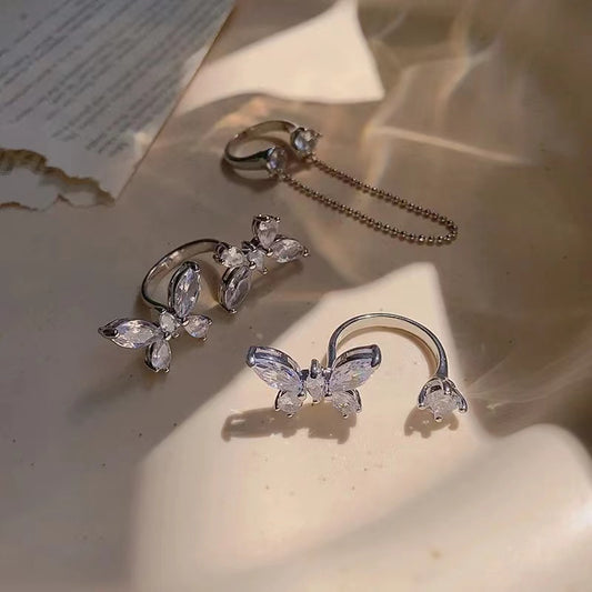High-class feeling crystal butterfly ring
